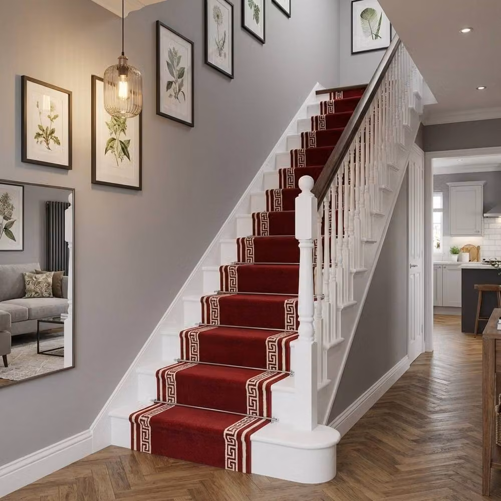 runrug Soft and Comfortable Stair Runner in Red, W: 100 cm, L: 540 cm – 6