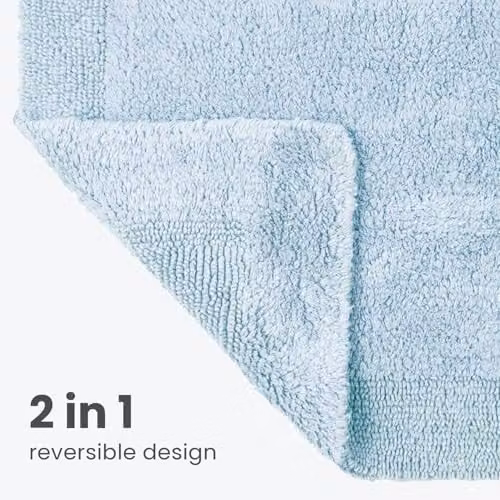 Allure Bath Fashions Reversible Cotton Bath Mat, W: 53 cm, D: 85 cm, Blue – 2