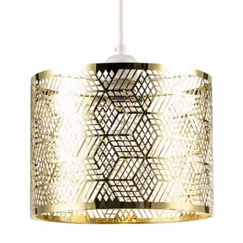 Happy Homewares Modern Gold Zig Zag Metal Pendant Lighting Shade, W/D/H: 19 x 19 x 25 cm – 1