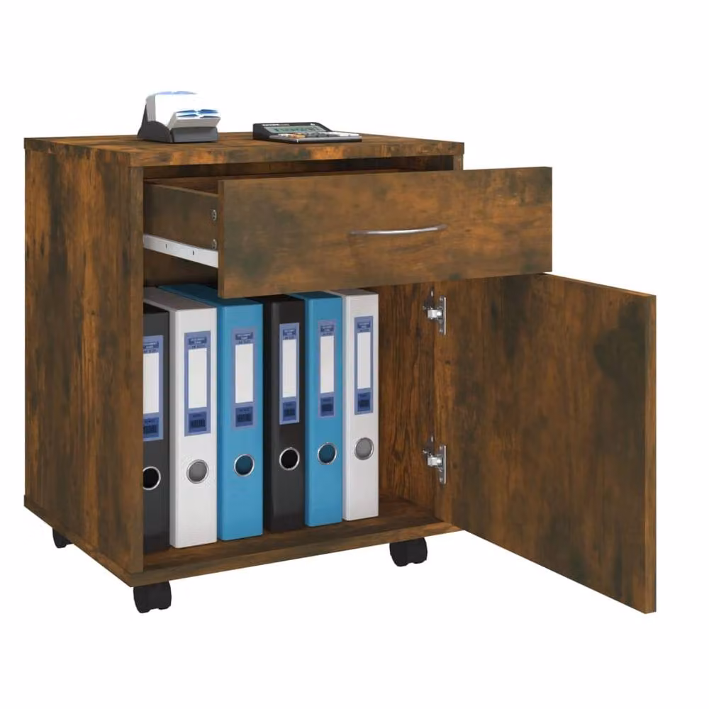 Berkfield Home Rolling Cabinet in Smoked Oak Brown, W/D/H: 45 x 38 x 54 cm – 3