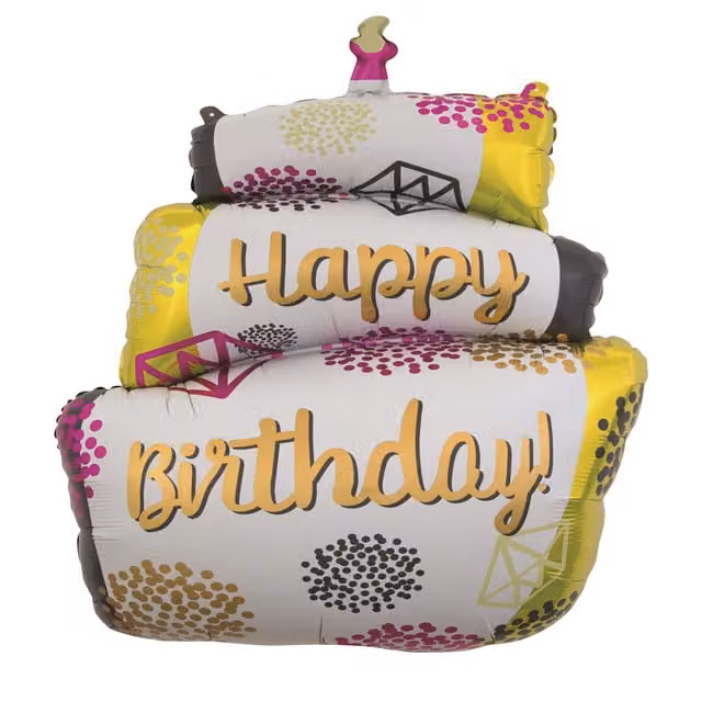Sensations Birthday Cake Design Jumbo Foil Balloon in Multicolour and White