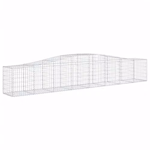vidaXL Set of 4 Arched Gabion Baskets in Silver Galvanised Steel, W: 400 cm, D: 50 cm, H: 60-80 cm – 1