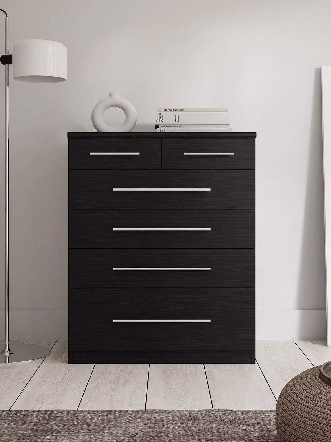 Prague 4 + 2 Chest of Drawers in Black Ash for Bedroom Storage