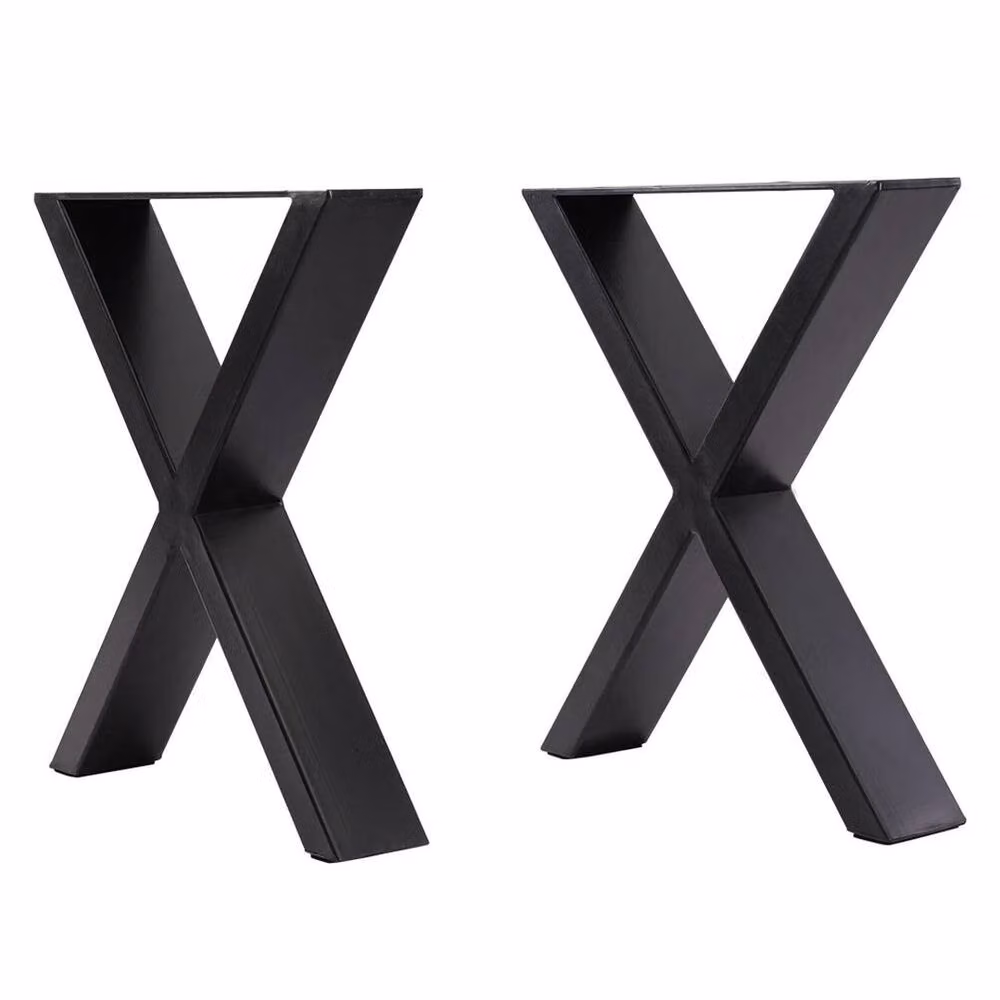 Kelvenix Heavy Duty Metal X Cross Shape Table Legs in Matt Black, W/D/H: 52 x 7 x 40 cm – 3