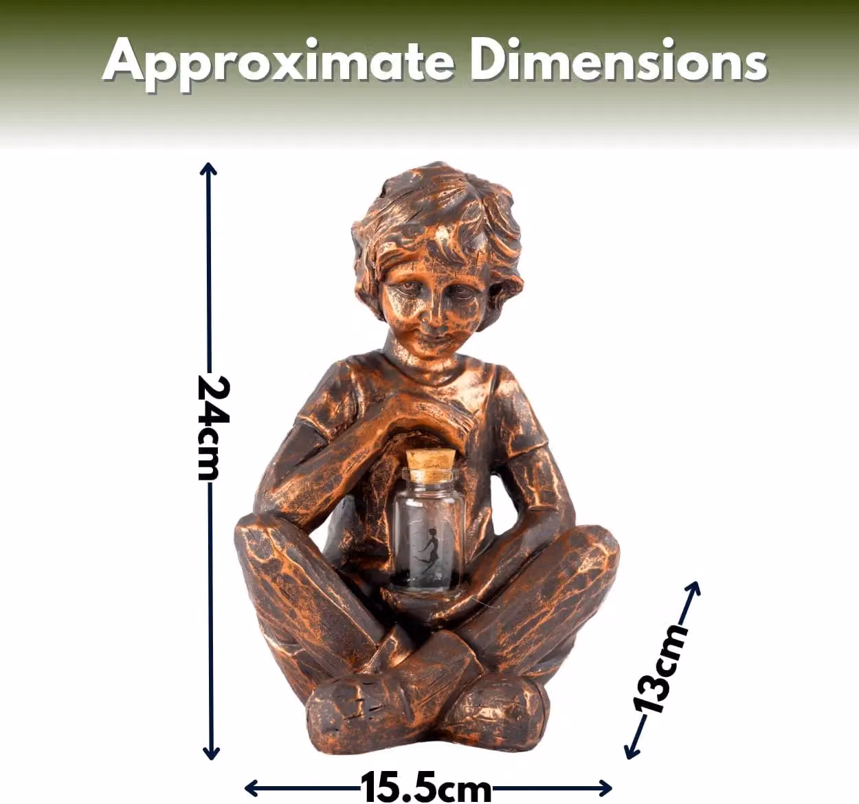 Marco Paul Bronze Boy with Firefly Jar Solar Powered Garden Ornament – 2