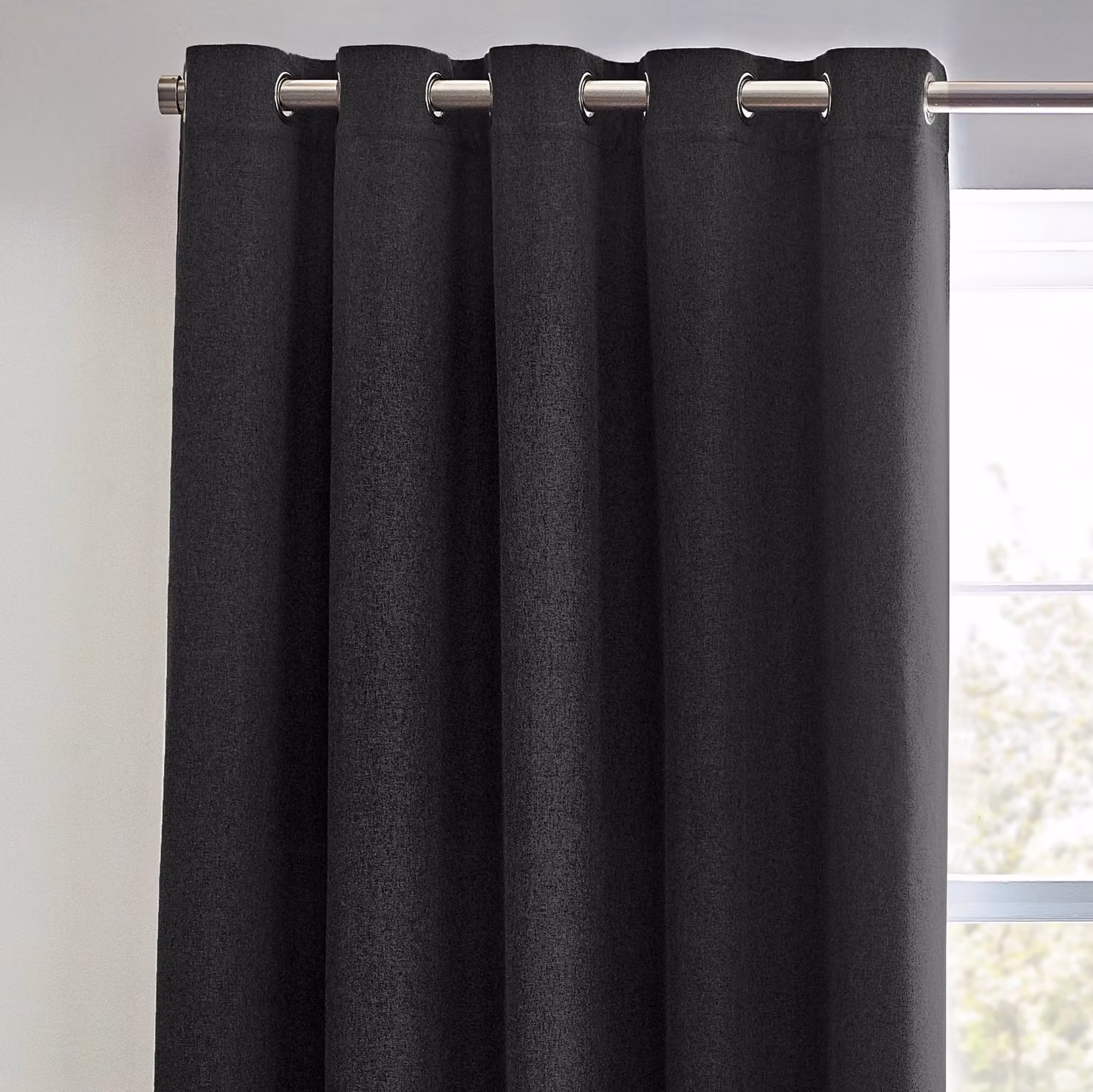 Furn Dawn Blackout Eyelet Curtain Pair in Black, W: 168 cm, H: 137 cm – 3