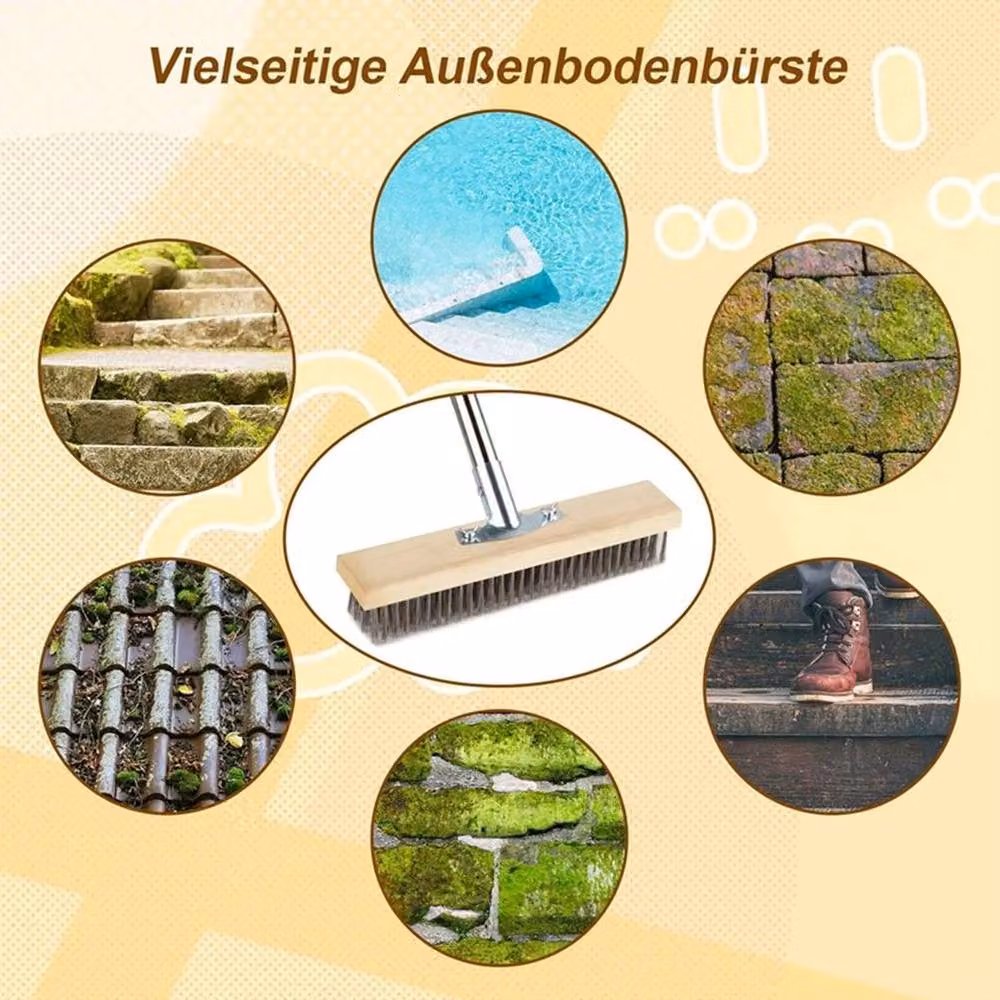 KORVIXA Silver Wire Yard Broom with Stainless Steel Telescopic Handle – 4