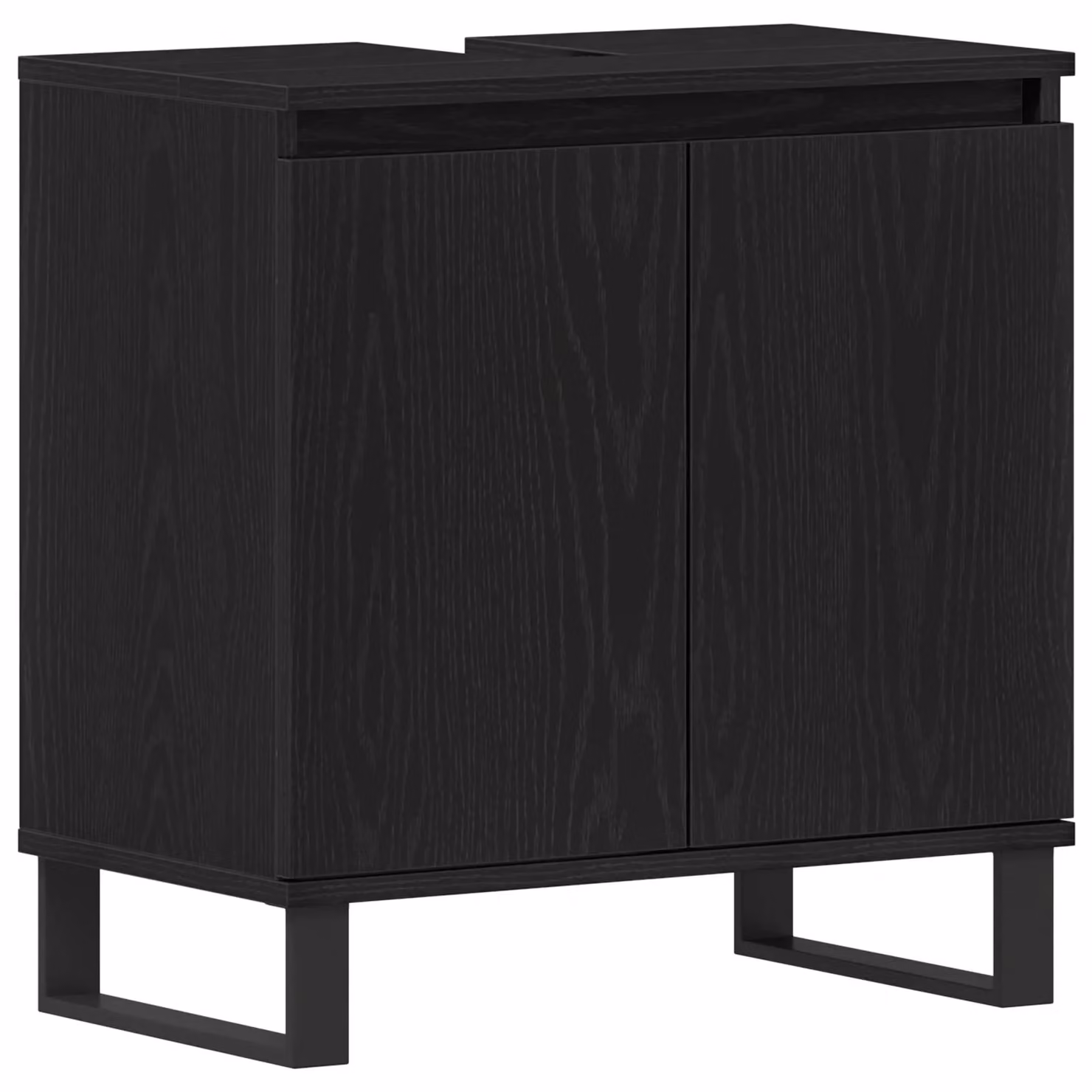 Berkfield Home Modern Black Oak Bathroom Sink Cabinet, W: 58 cm, D: 33 cm, H: 60 cm – 2