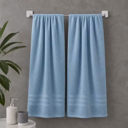 Catherine Lansfield Blue Cotton Zero Twist Bath Sheet Pair, W/H: 90 x 140 cm – 1