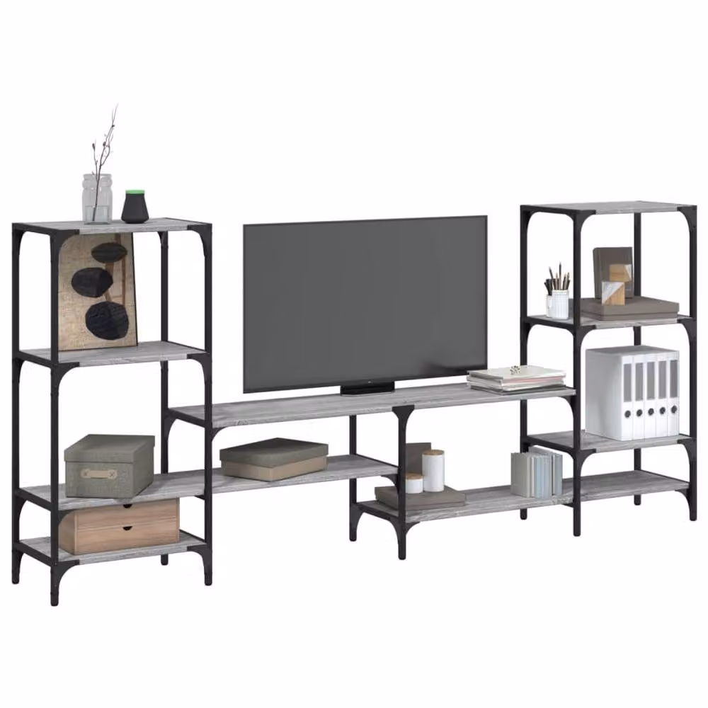 Berkfield Home Grey Sonoma TV Cabinet in Matt Engineered Wood W: 206.5 cm, D: 28.5 cm, H: 95 cm – 2