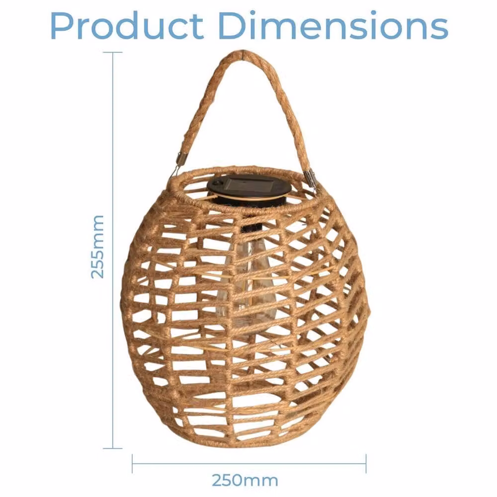 NESTLUNE Solar LED Table Lamp with Brown Rattan Rope Design for Garden, Balcony and Terrace – 2