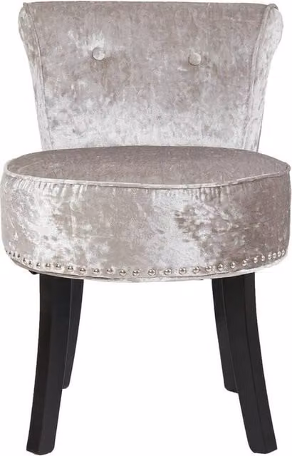 ERGOVEXA Velvet Button Tufted Vanity Stool with Padded Sponge Seat in Grey – 1