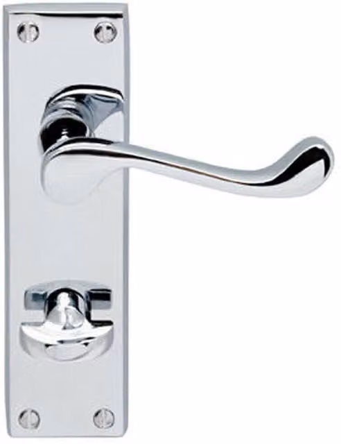 Loops Pair Victorian Scroll Lever on Bathroom Backplate, Polished Chrome, W: 15.5 cm, H: 4.1 cm