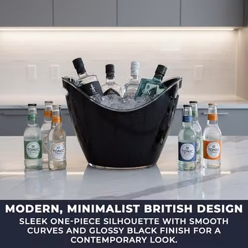 Chabrias Ltd 10 Pack Black Acrylic Ice Buckets with Carry Handles, 8L, W: 35 cm, D: 26 cm, H: 27 cm – 3