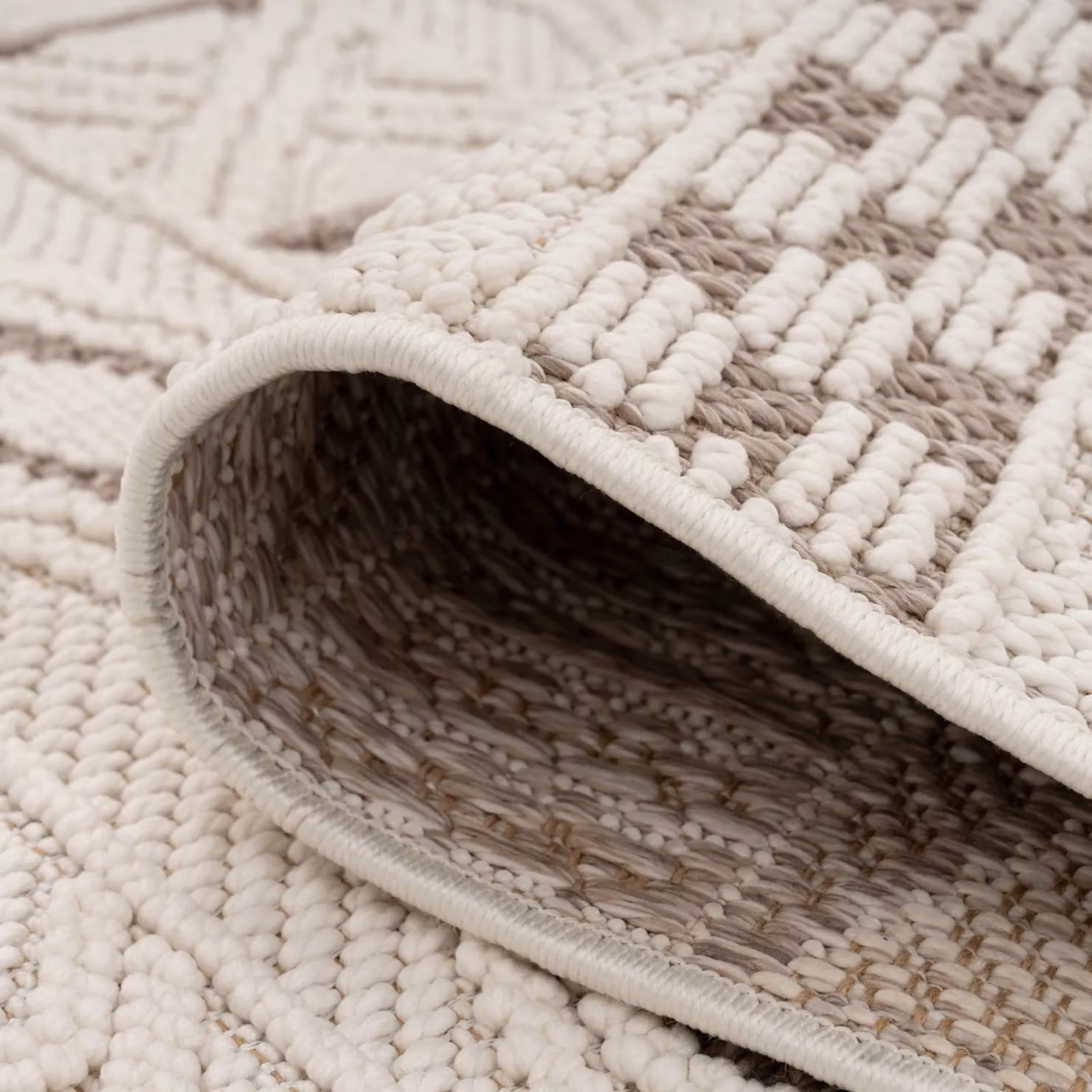 Kukoon Scandi Textured Looped Pile Area Rug in Beige and White, W: 80 cm, L: 150 cm – 3