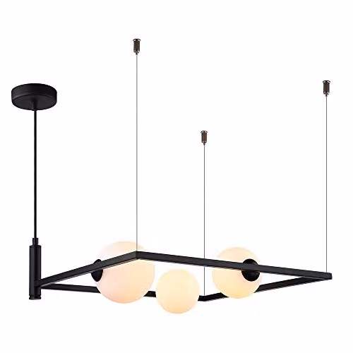 Netlighting Modern Suspended Pendant Light in Black with White Shades, 3 x G9