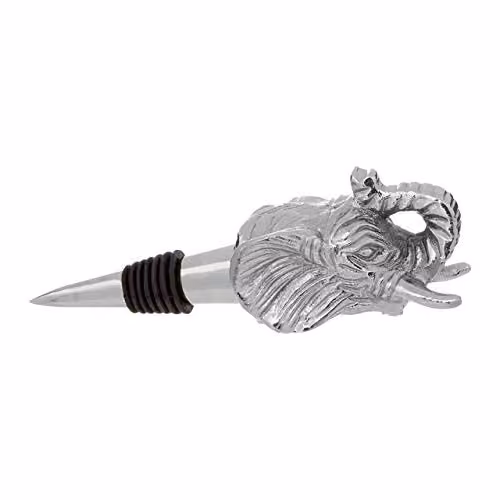 Orsina Elephant Bottle Stopper in Silver and Black