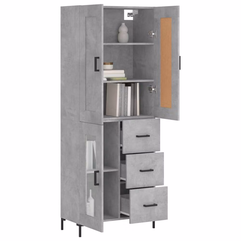 Berkfield Home Highboard in Concrete Grey, W: 69.5 cm, D: 34 cm, H: 180 cm – 2