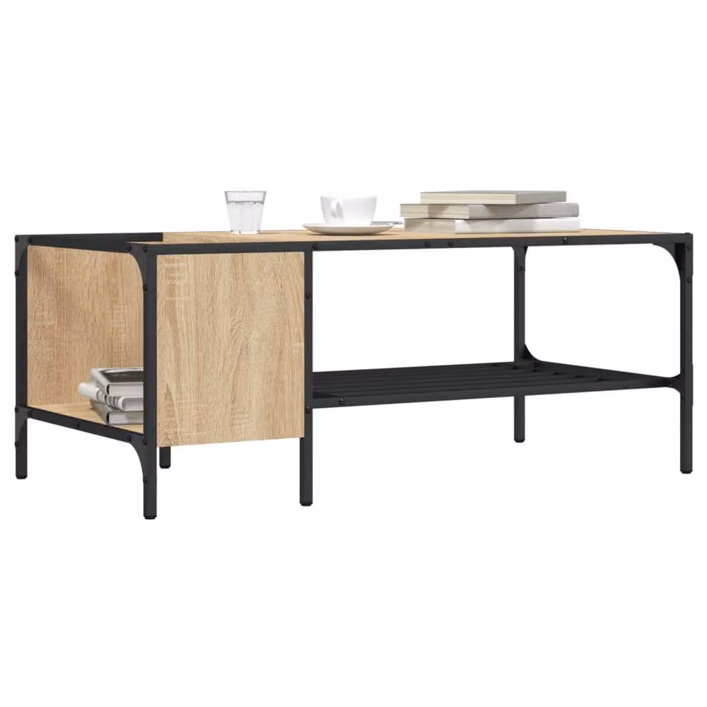 Berkfield Home Decorative Coffee Table with Rack in Sonoma Oak, W/D/H: 100 x 51 x 40 cm – 2