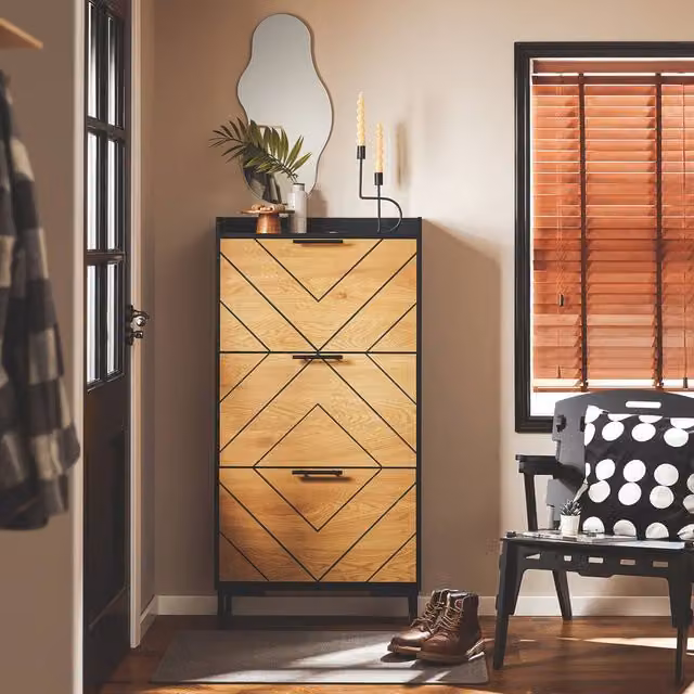 SoBuy Modern 6-Tier Shoe Cabinet with Tilting Compartments in Black or Brown