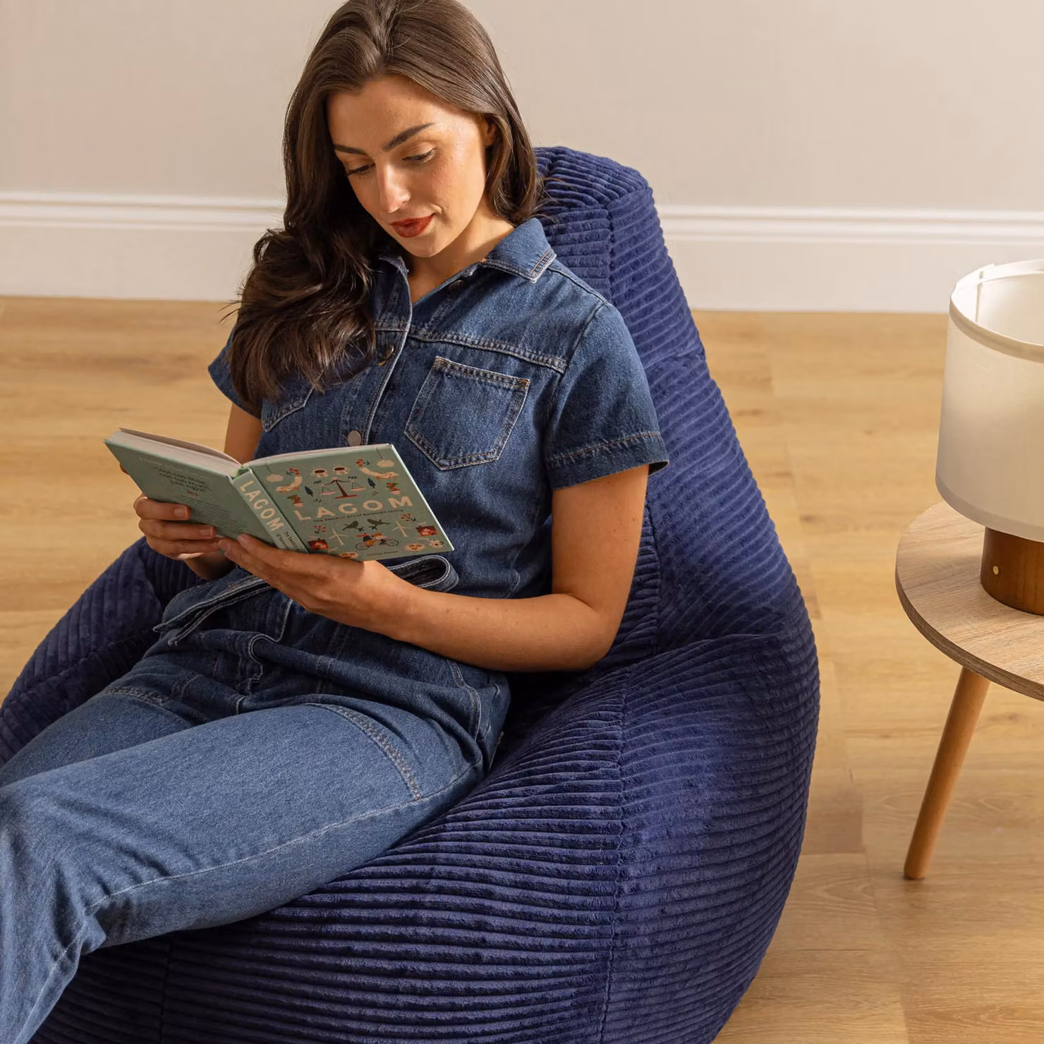 ICON Dalton Medium Corduroy Recliner Bean Bag in Blue – 3