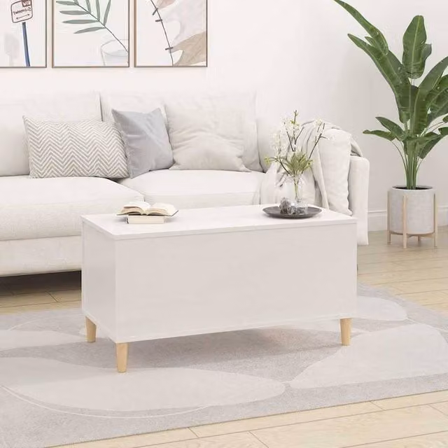 Berkfield Home Decorative Coffee Table in High Gloss White, W/D/H: 90 x 44.5 x 45 cm