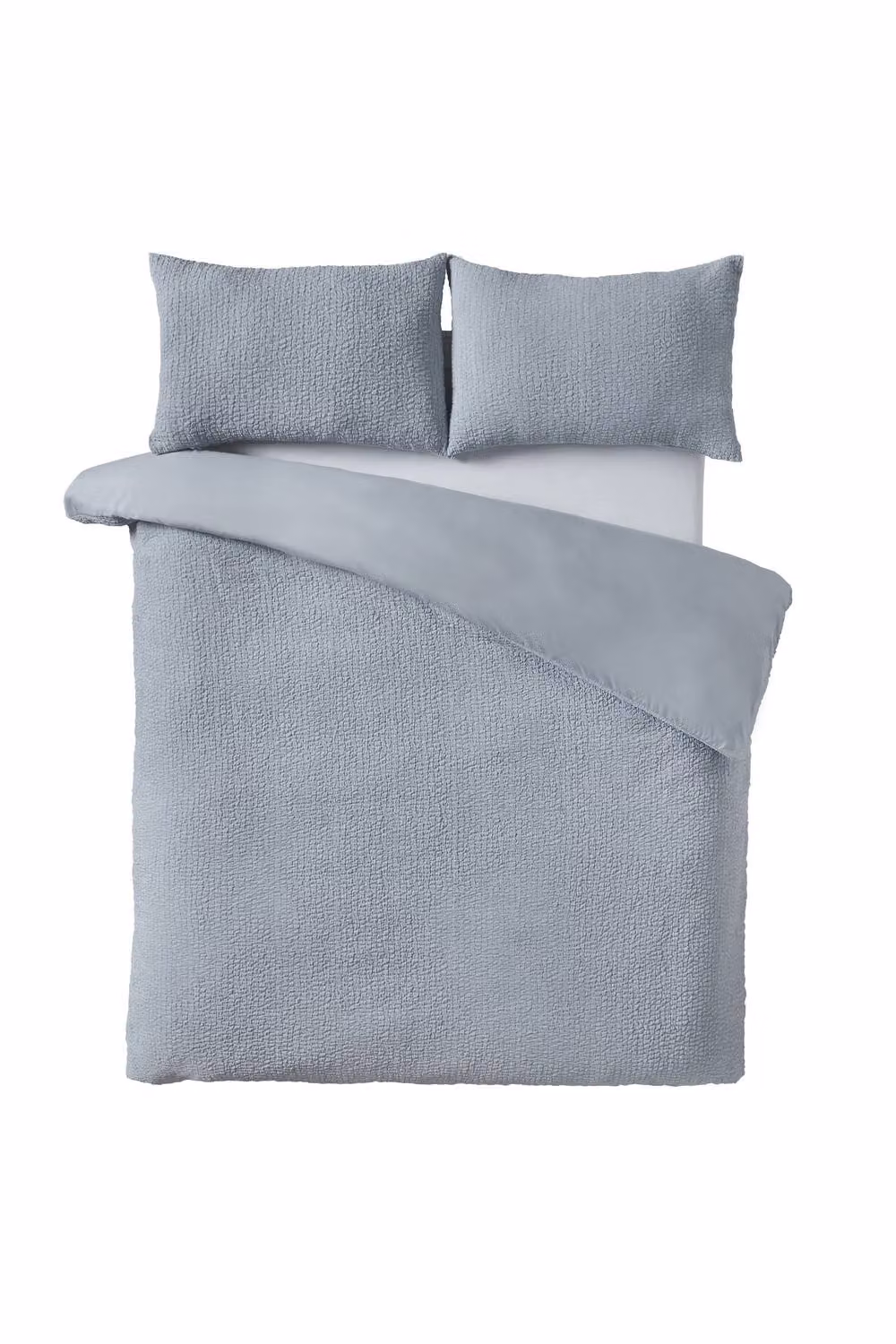 Catherine Lansfield Blue Crinkle Seersucker Single Duvet Cover and Pillowcase Set, W/D/H: 135 x 200 cm and 50 x 75 cm – 2