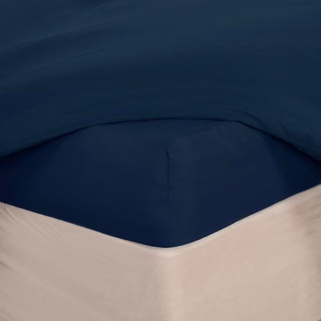 OHS Plain Microfibre Deep Fitted Bed Sheet in Dark Navy, King Size (180 x 200 cm) – 1