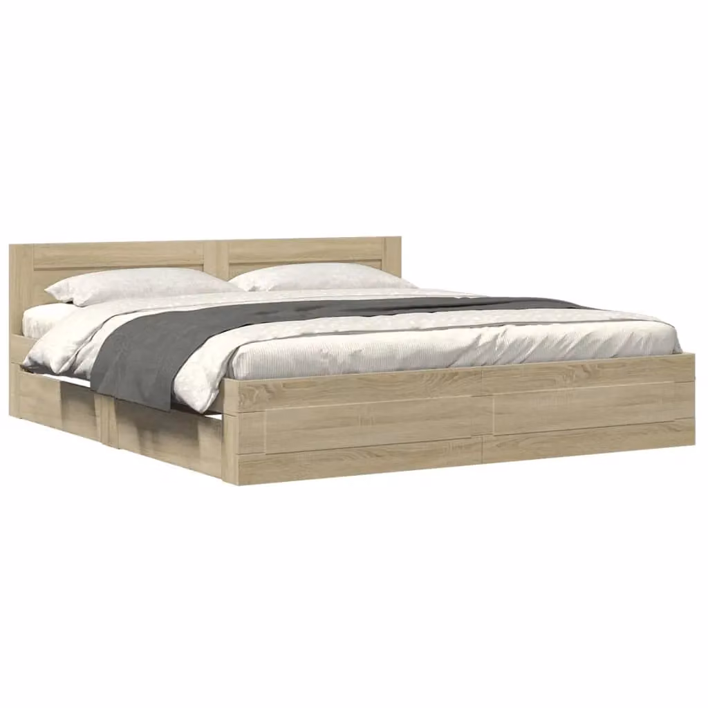 Berkfield Home Super King Bed Frame with Headboard and Drawers in Sonoma Oak Brown, W/D/H: 180 x 200 cm – 2
