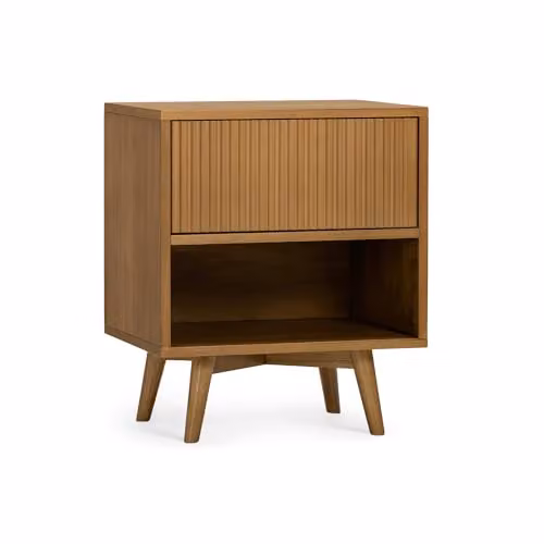 Teamson Home Tremolo Acacia Wood Bedside Table, Sand/Brown, W/D/H: 40.64 x 50.8 x 60.96 cm