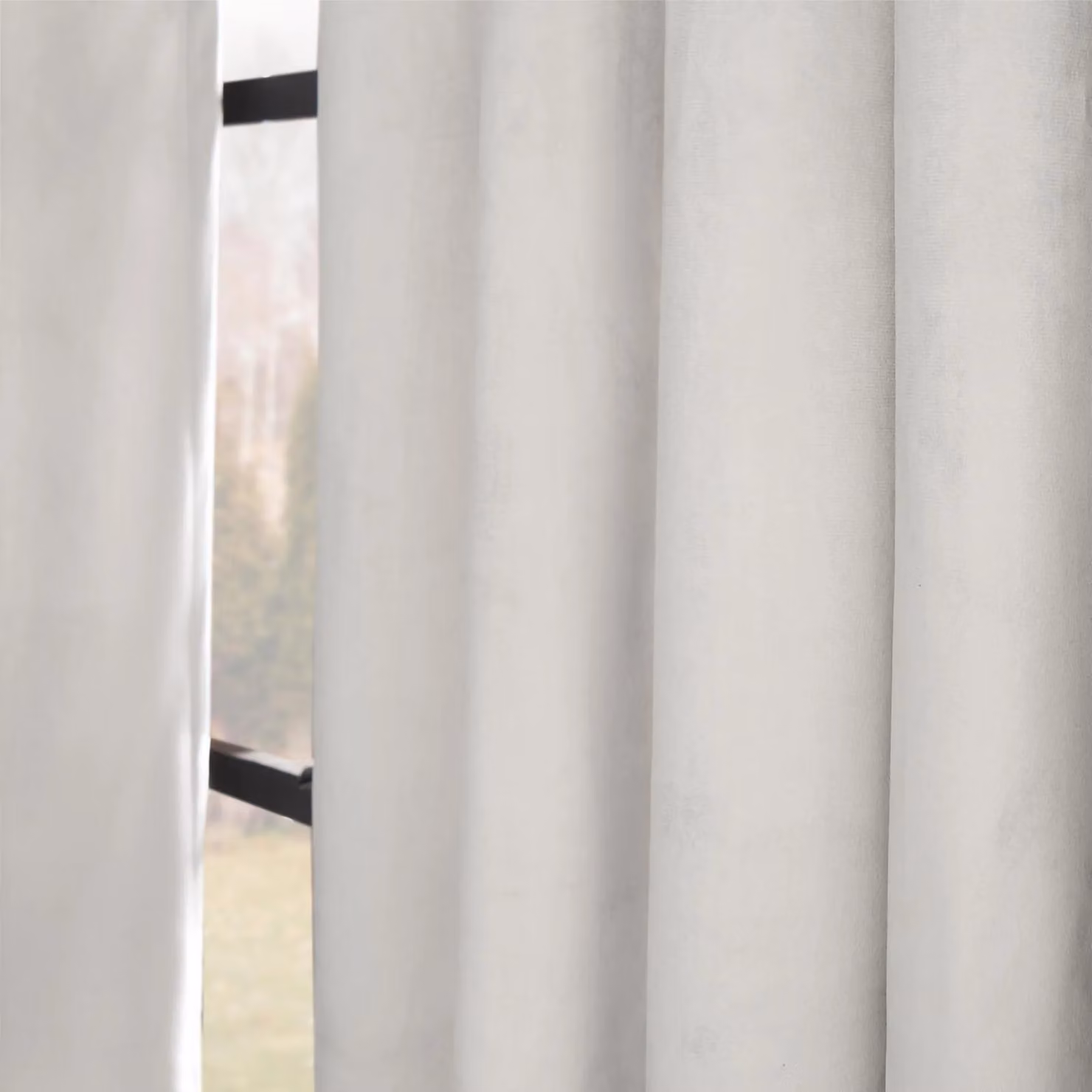 OHS Thermal Matte Velvet Eyelet Curtains, 2 Pairs, Light Grey, Width: 168 cm, Drop: 229 cm – 3