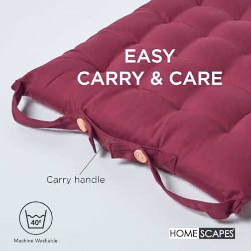 Homescapes Set of 4 Quilted Cotton Seat Pads in Purple, W/D/H: 40 x 40 x 6.5 cm – 6