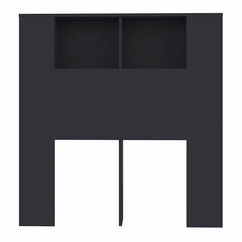 Berkfield Home Modern Black Headboard Cabinet with Integrated Nightstands and Shelves, W: 100 cm, D: 18.5 cm, H: 104.5 cm – 3