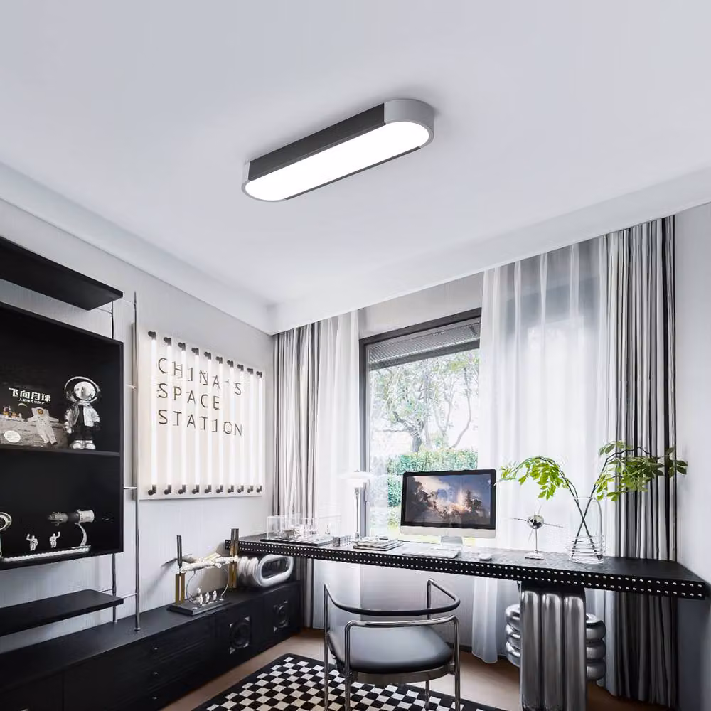 NIVOR Modern Rectangular LED Flush Mount Ceiling Light in Black with Cool White Light – 3