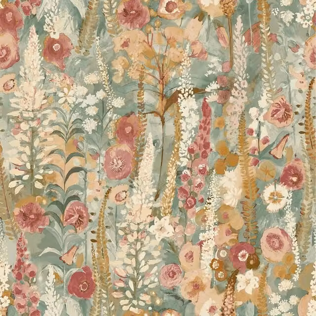 Grandeco Delphinium Forest Floral Botanical Wallpaper in Green and Multicolour
