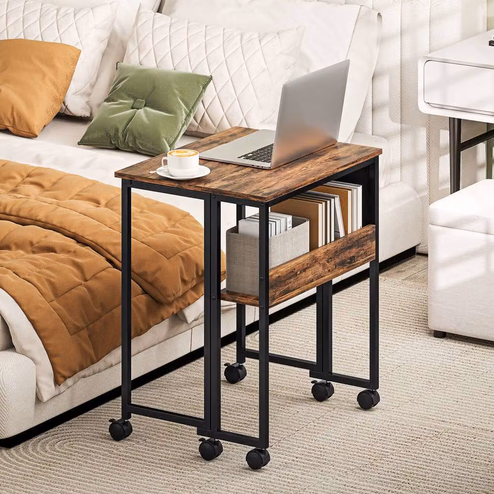 Rolipo Brown Drop Leaf Writing Desk with Castors – 7
