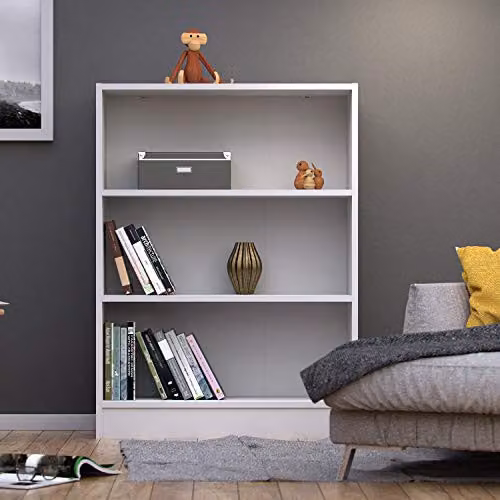 Furniture To Go Basic Low Wide Bookcase with 2 Shelves in White – 2