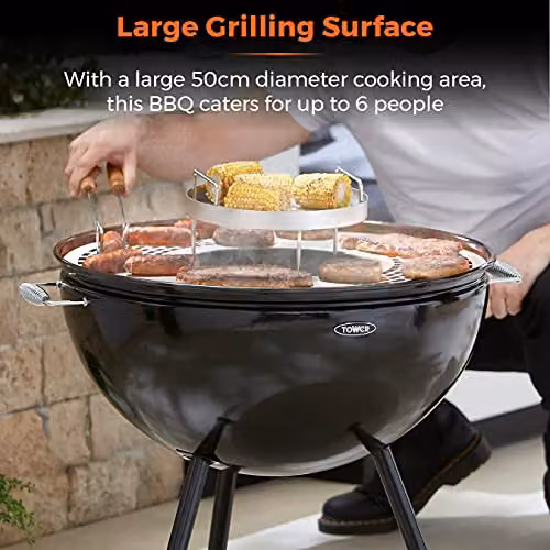 Tower T978512 2-in-1 Sphere Fire Pit and Charcoal BBQ Grill in Black – 5
