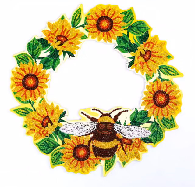 Syntego Sunflower and Bee Wreath Diamond Art Kit, Multicolour