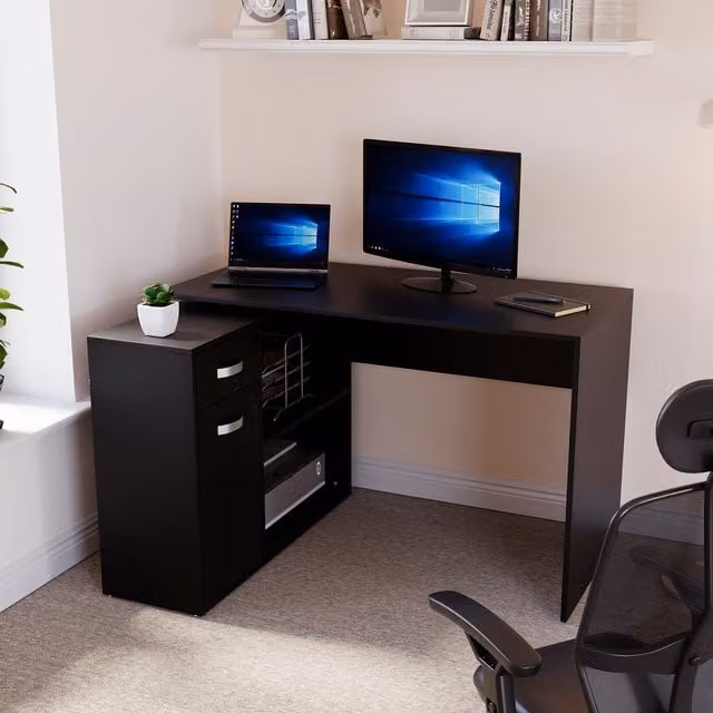 Vida Designs Modern Height Adjustable Computer Desk in Black