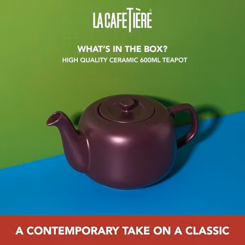 La Cafetiere Classic Ceramic Teapot in Purple, 650ml – 2