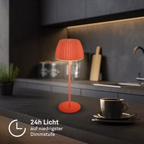Briloner Riffle Rechargeable LED Table Lamp IP44, Dimmable and Height Adjustable, Orange, H 36.5 x W 14.5 cm – 4
