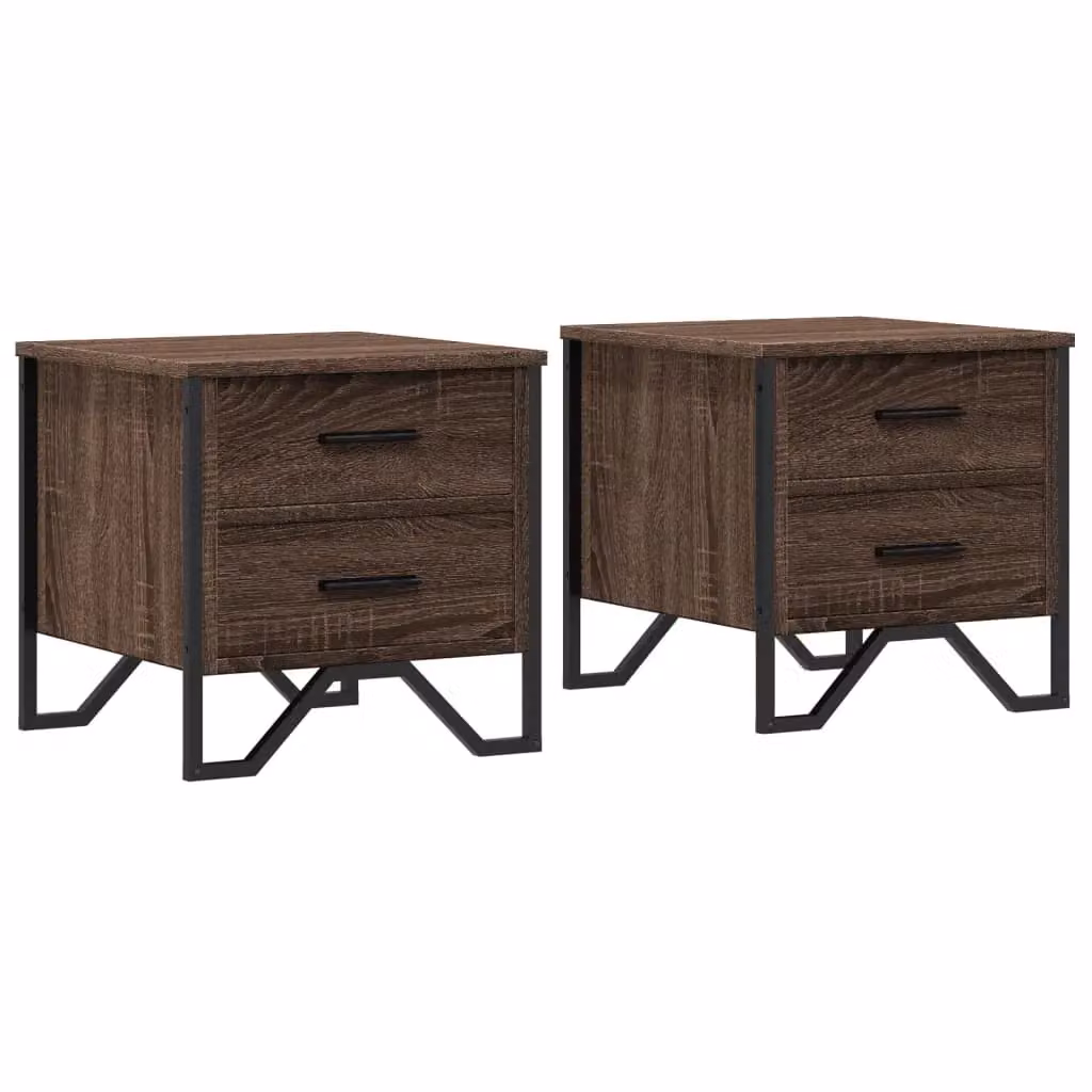 Berkfield Home Set of 2 Brown Oak Bedside Cabinets, W/D/H: 40 x 41 x 40 cm – 2