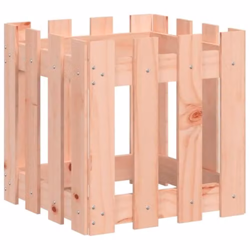 vidaXL Brown Wooden Garden Planter with Fence Design, W/D/H: 40 x 40 x 40 cm