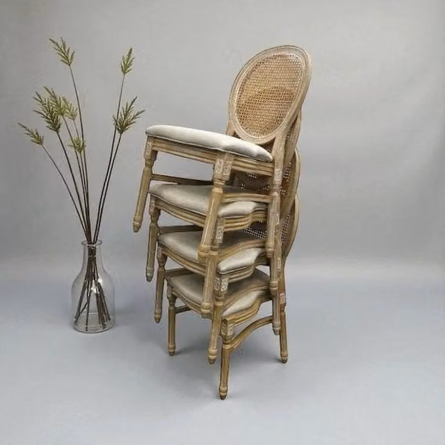 PAWNORA Set of 4 Brown Resin Throne Dining Chairs for Weddings and Kitchens