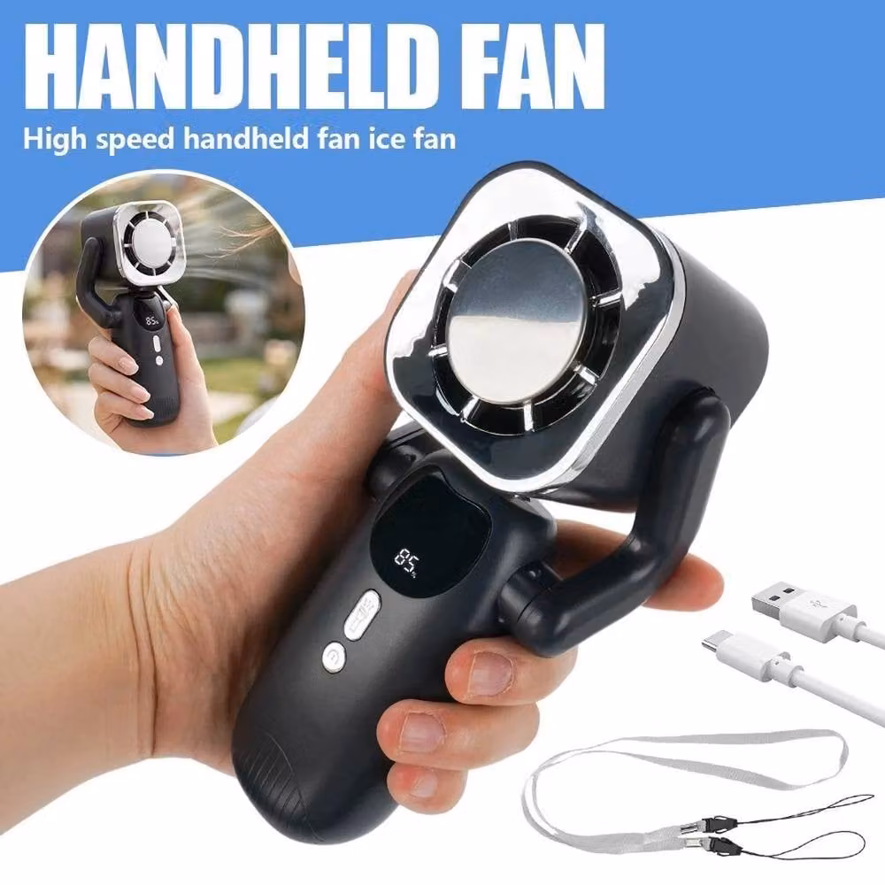 NESTLUNE Grey Portable Mini Handheld Fan, USB Rechargeable – 4