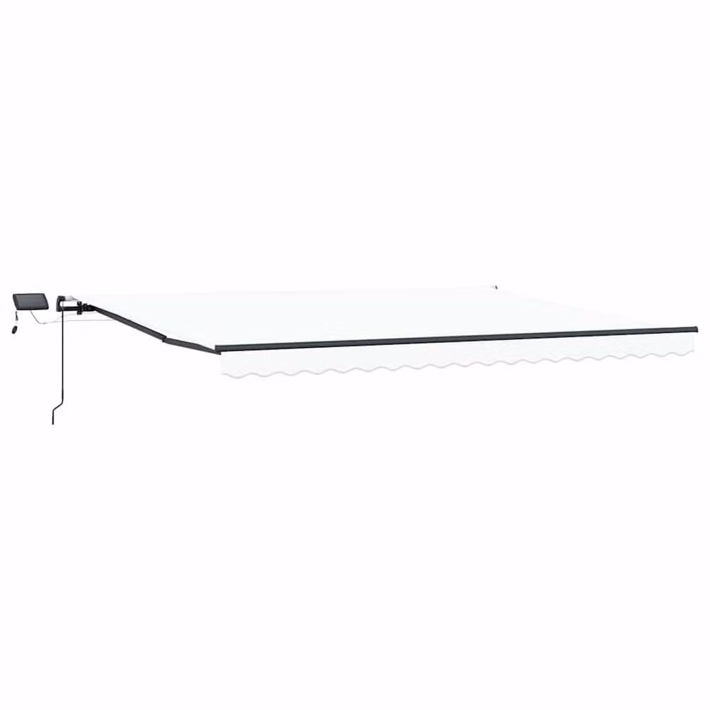 Berkfield Home Manual Retractable Folding Arm Awning with LED in White, W: 400 cm, D: 350 cm – 3