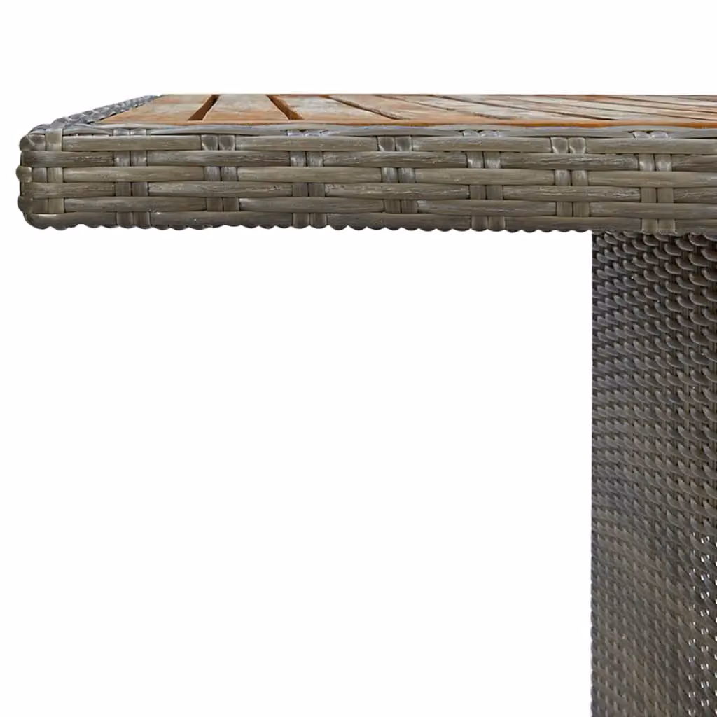 Berkfield Home Brown Poly Rattan and Solid Acacia Wood Garden Table – 3