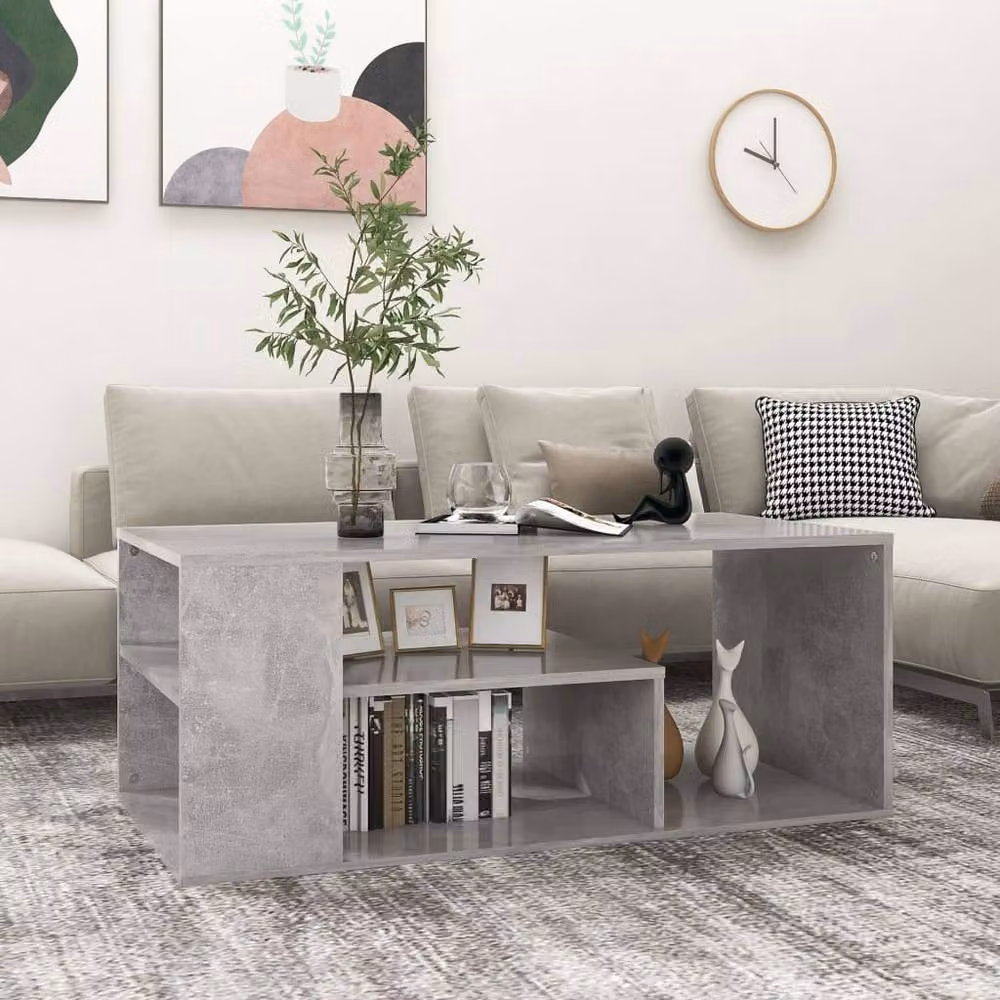 Berkfield Home Modern Rectangular Coffee Table in Concrete Grey, W/D/H: 100 x 50 x 40 cm – 2
