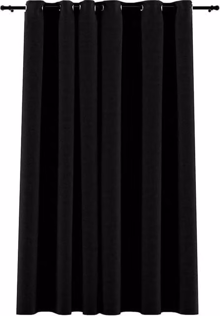 Berkfield Linen-Look Blackout Curtains with Eyelets, Black, W: 290 cm, H: 245 cm